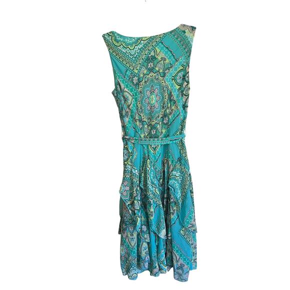 Robbie Bee Y2K Bandana Handkerchief Aqua Teal Blue Sleeveless Midi Dress | 10 - Picture 4 of 6
